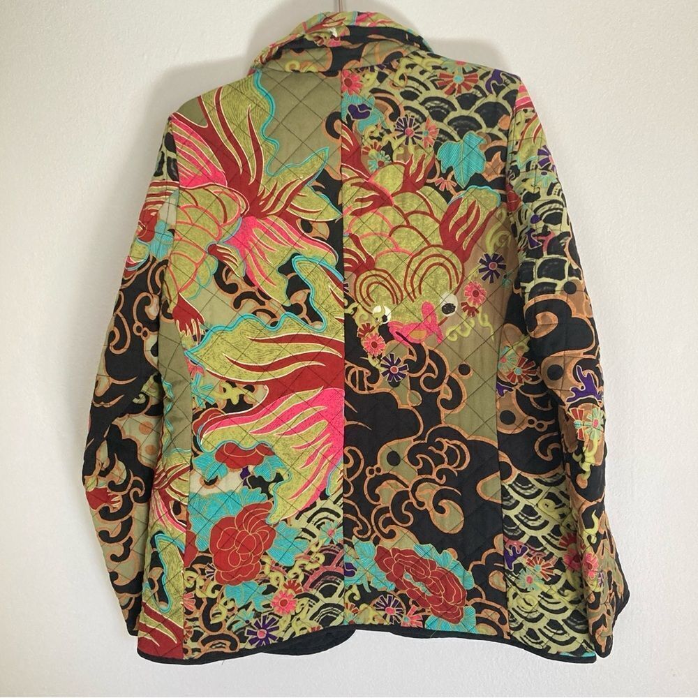 Harari 100% Silk Quilted Jacket Small Asian Inspired Bohemian Art To Wear Artsy - Picture 7 of 11